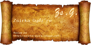 Zsirka Györe névjegykártya